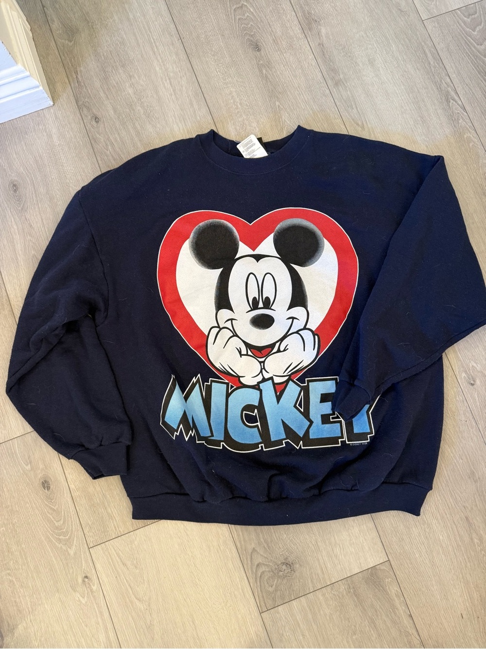 Disney Mickey Mouse Heart Navy Sweatshirt - ONE SIZE (fits like L/XL) - Picture 3 of 4